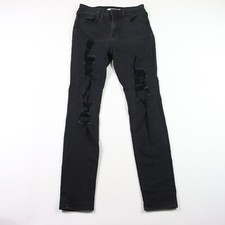 Levis 721 High Rise Skinny Black Distressed Denim Jeans Size 27