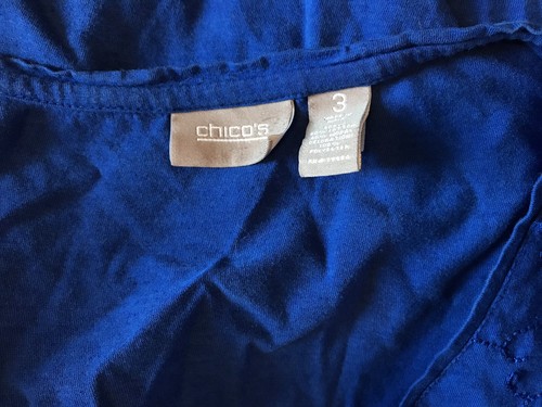 Chico's Blue Embroidered Sleeveless Stretch Tank Top Size 3 - Picture 5 of 5