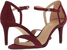 MICHAEL Michael Kors Simone Suede Mid-Heel Sandals Oxblood 6; 10