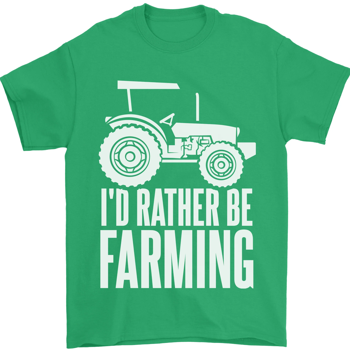T-shirt Homme Gildan « I'd Rather Be Farmer » – Coton, Taille Regular, Motif Tracteur, Neuf Sans étiquettes