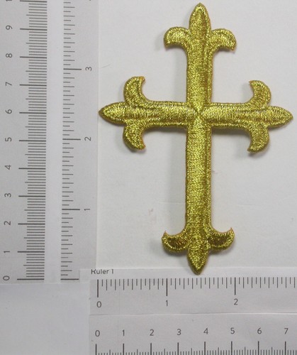 Latin Cross Patch 4" Iron On Patch Applique x 2 7/8" 102mm x 73mm Baptism Easter - Picture 6 of 10