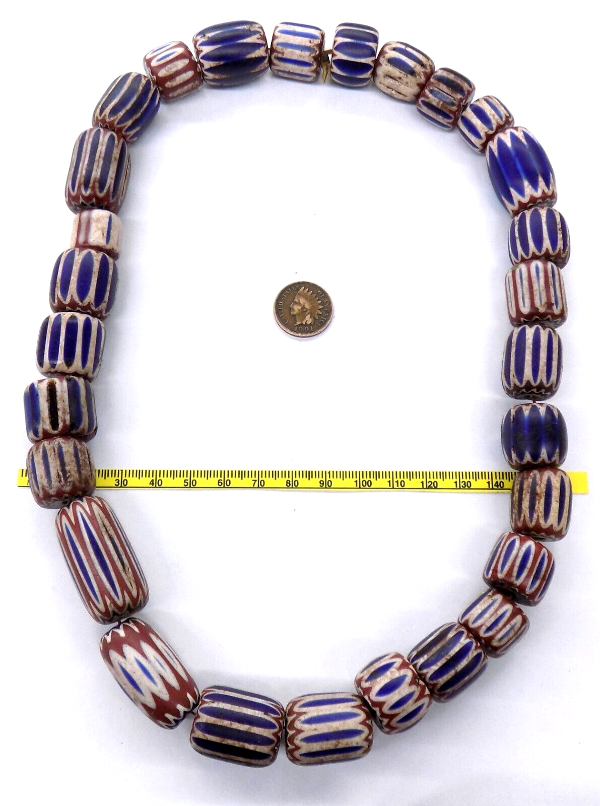 Heirloom Antique Chevron Trade Bead African from Estate 1830