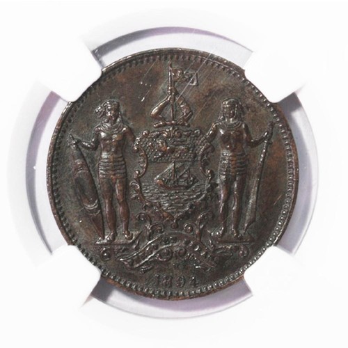 British North Borneo Cent 1 cent 1894 H NGC About Uncirculated 58 Brown - Picture 2 of 3