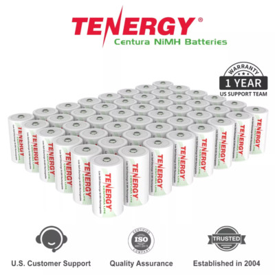 Tenergy Centura Lite D Size NiMH Rechargeable Batteries 1.2V Lot