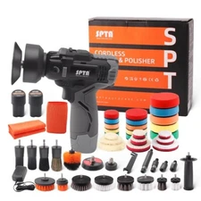 SPTA 12V Cordless Drill Variable Speed Car Polisher Buffer Set for Car Detailing