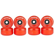 Rookie Quad Indoor/Outdoor Roller Skate Wheels + Bearings - Clear Red - Set Of 8