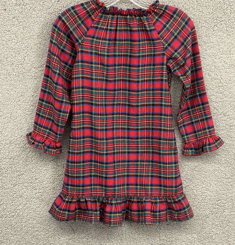 Land End Red Flannel Nightgown Girl's Size 6 Long Sleeve Ruffle Traditional EUC! - Picture 2 of 8