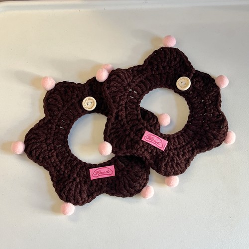 Cute Cat Dog Decoration Knitted Scarf, Cute Knitted Cookie Collars for Puppy - Picture 3 of 9