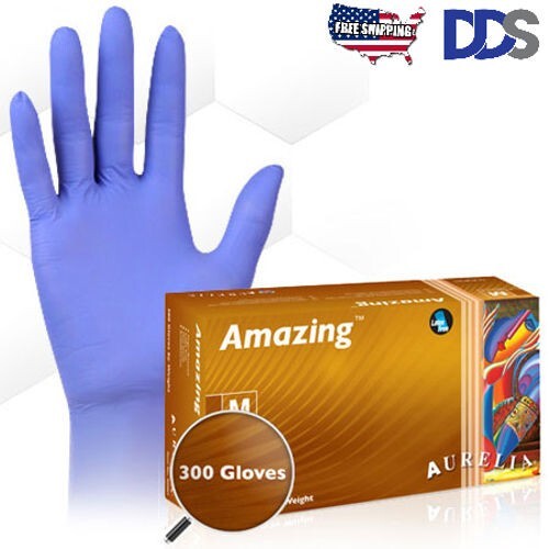 Increíbles guantes de nitrilo Aurelia: PEQUEÑOS 300/Bx. Puño sin polvo, violeta, con cuentas - Imagen 1 de 2