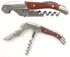 2 Openers, Corkscrew Wine Bottle Opener Waiters Key Double Hinged, Foil Cutter