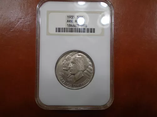 1935 ARKANSAS COMMEMORATIVE HALF DOLLAR NGC MS64 EXCELLENT LUSTER, GREAT STRIKE,