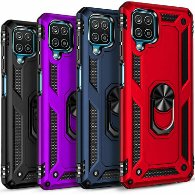 For Samsung Galaxy A12 Shockproof Ring Kickstand Armor Case +Screen Protector