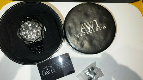 AWI Armen Chronograph Schwarz PVD Herren Armbanduhr. Massive. Auf. Exzellent