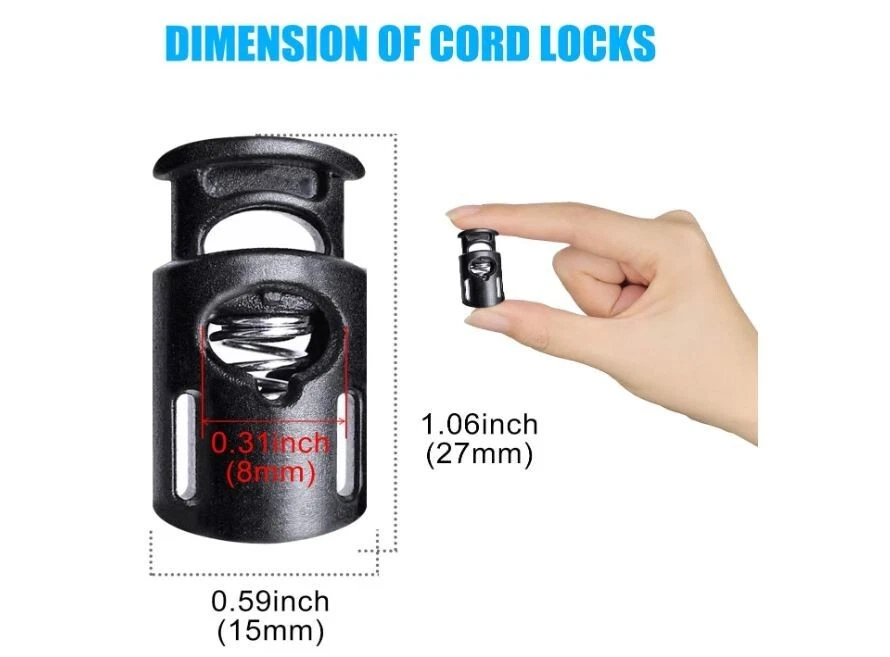 Paquete de 10 cerraduras de cable de plástico tapón de resorte de un solo orificio palanca mejorada negro nuevo Foto 4 de 4
