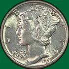 1945 Mercury Dime Brilliant Uncirculated BU Coin #40652