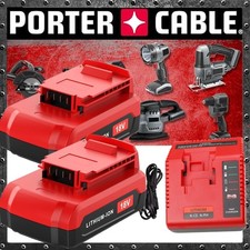 2PACK 18V Lithium Battery /Charger for Porter Cable 18 Volt PC18B PC18BL PC18BLX