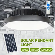 Solar Power Pendant Shed Lights Garage Shop Barn Yard LED Powered Hanging Lamp