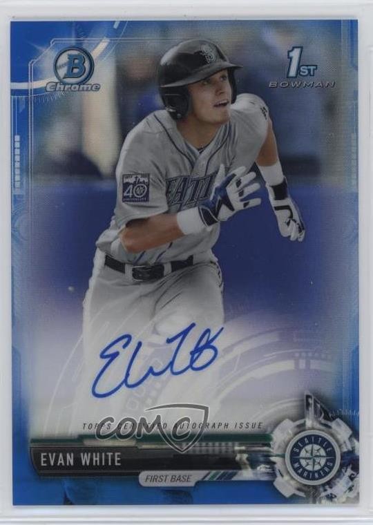 2017 Bowman Draft Chrome Pick Blue Refractor 40/150 Evan White #CDA-EW Auto nd3