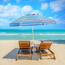 7.2ft Beach Umbrella Outdoor Patio Garden w/ Carrying Bag Sand Anchor Blue
