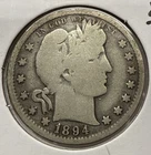 1894-O Barber Quarter 25C Silver U.S. Coin - G/VG Detail (U269)