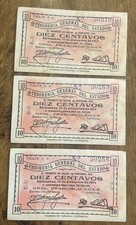 3 Mexico Banknote 10 Cent Tesoreria General Del Estado 12-10-1913 Pancho Villa