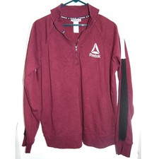 1/4 Zip sweatshirt Men's Size XL Reebok Burgundy color-block collared sweater