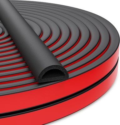 Sello de Goma EPDM en D Autoadhesivo para Auto Bote y Garaje - 0.75''x0.375'' 26FT