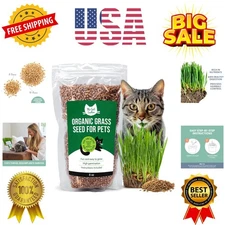 100% Organic Cat Grass Seeds - Cat Grass for Indoor Cats - Non GMO 8 oz