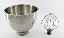 VINTAGE Made in USA KitchenAid K45 No Handle Flat Rim Mixing Bowl & Wire Whisk
