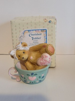 Cherished Teddies ''Margaret'' A Cup Full of Love - Bear in Green Teacup Figurine 