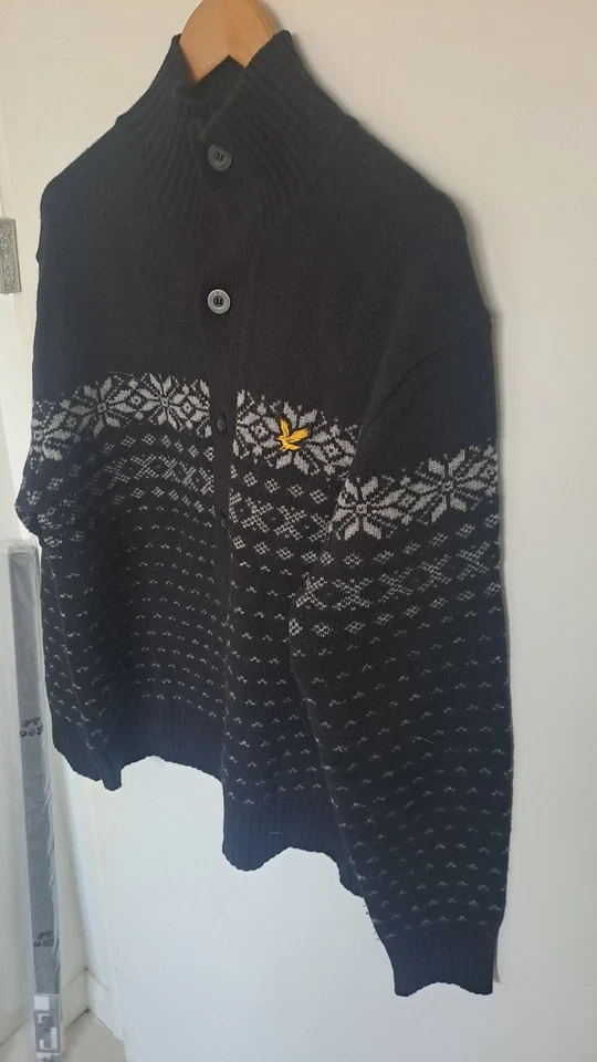 Mens Lyle & Scott Black Wool Cardigan - Size Large - Image 3 of 4
