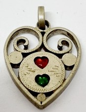 D0491 - Großer Silber Anhänger  Herz - Biedermeier Antikschmuck - 3,5 cm