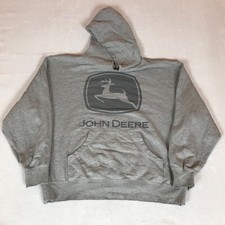 John Deere Graphic Work Tractor Gray Cotton Blend Hoodie XL