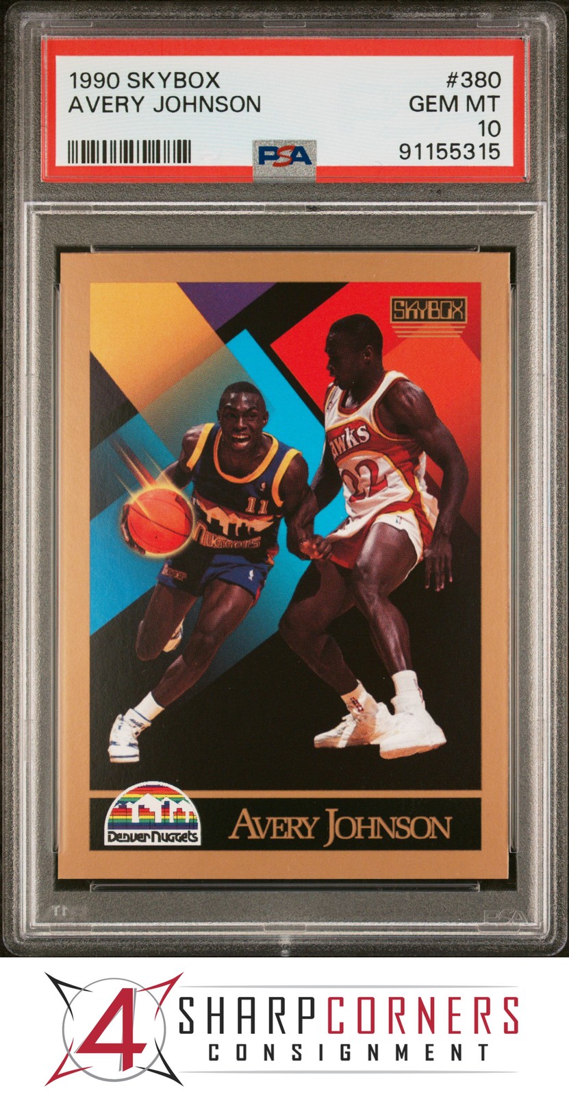 1990 SKYBOX #380 AVERY JOHNSON RC NUGGETS PSA 10