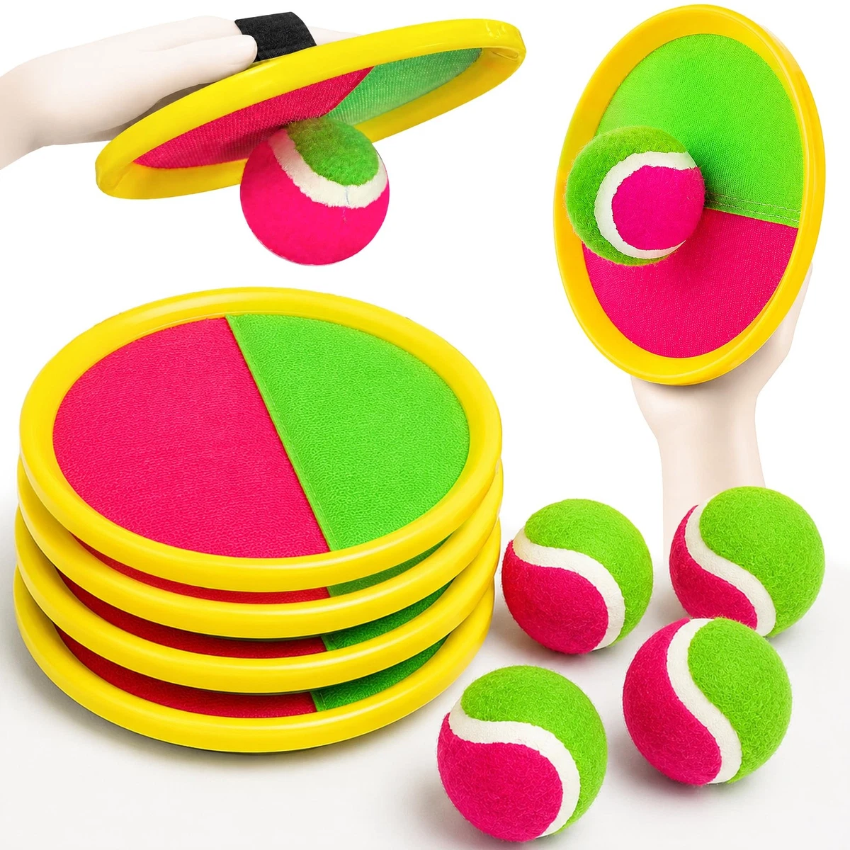 Set De 2 Pelotas De Velcro Azules Para Jugar En La Playa Y Piscina – Juguete De Atrapar Y Lanzar Para Niños +3 Años, Con Correas Ajustables
