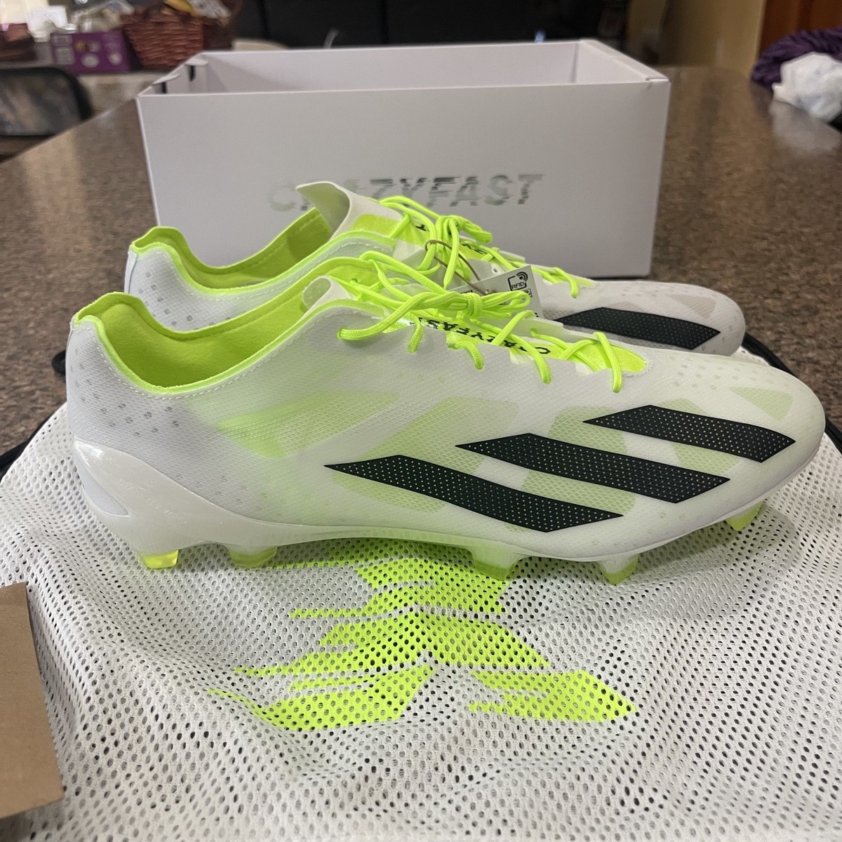 Size 13 - New Adidas X CRAZYFAST+FG Cloud Wht/Core Blk/Lemon