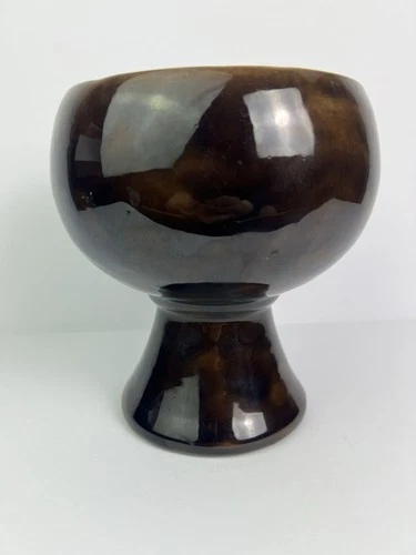 Vintage Gracetone Frankoma Pottery Brown 331 Pedestal Planter MCM Design