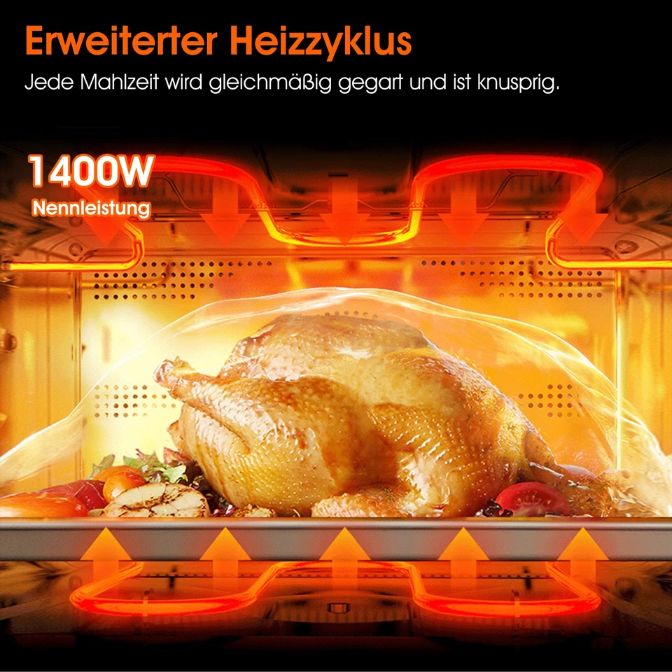 Heißluftfritteuse Heissluft Friteuse mit großflächige Sicht Mini Backofen 6L DE - Bild 4 von 4