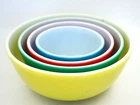 Vintage PYREX Primary Colors Nesting Mixing Bowl Set Of Four 1950's Exc. Cond.