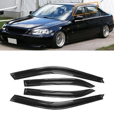 For 96-00 Honda Civic 4DR Sedan Mugen Style 3D Wavy Black Tinted Window 