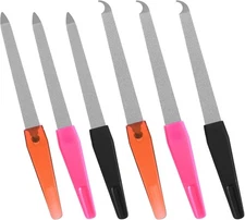 6 PCS Diamond Deb Nail File, Metal File with Sharp Black, Red, Rose Red 