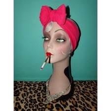 Vintage Sheer Pink Scarf pinup retro rockabilly hair accessory neck scarves 1970