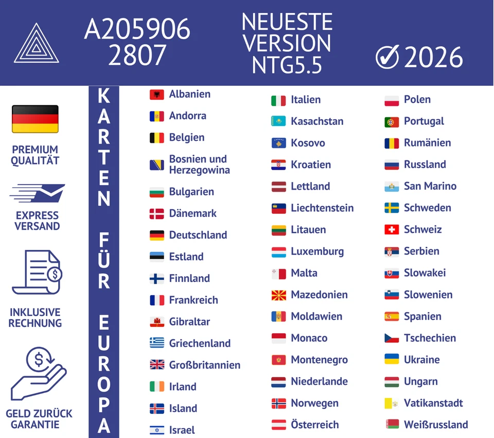 MERCEDES BENZ NTG 5.5 NAVIGATION SD-KARTE A205 906 2807 V13 EUROPA für 2026 - Bild 3 von 4
