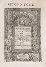 Thevet Portraits and Lives of Famous Men Title Copperplate Engraving 1584