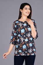 Indian Women Multicolor Pure Cotton Floral Printed Kurta Kurti Top Tunic Dress