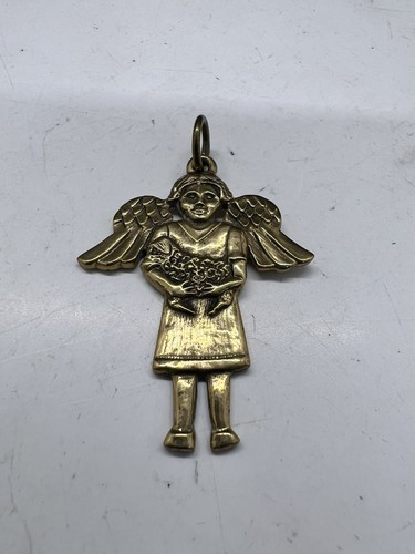 Jeep Collins Brass Girl Angel Holding A Lamb Pendant