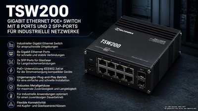 Teltonika Networks W129096589 TSW2000000B0 TSW200 PoE+ switch x8  ethernet ~E~