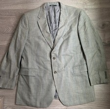 Jos A Bank Tan Plaid Signature Blazer 46R Wool Silk Sport Coat Jacket Work