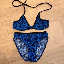 Vintage Venus Swimwear Blue Floral Pattern Bikini Set