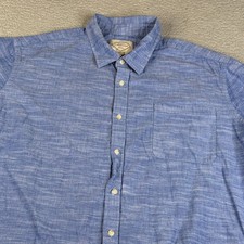 St. John's Bay Shirt 3XL Blue Chambray Button Up Short Sleeve Pocket Classic Fit